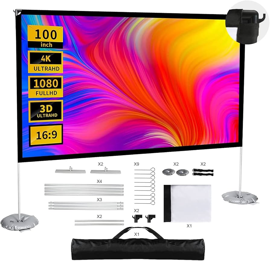 Amazon | プロジェクタースクリーン 100インチ 自立式 4K対応 16:9