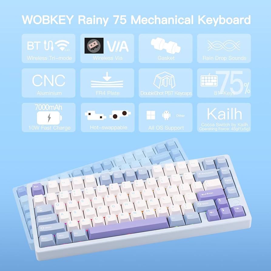 Amazon.com: KEEBMONKEY WOBKEY Rainy 75 CNC Aluminum HMX/JWK/Cocoa