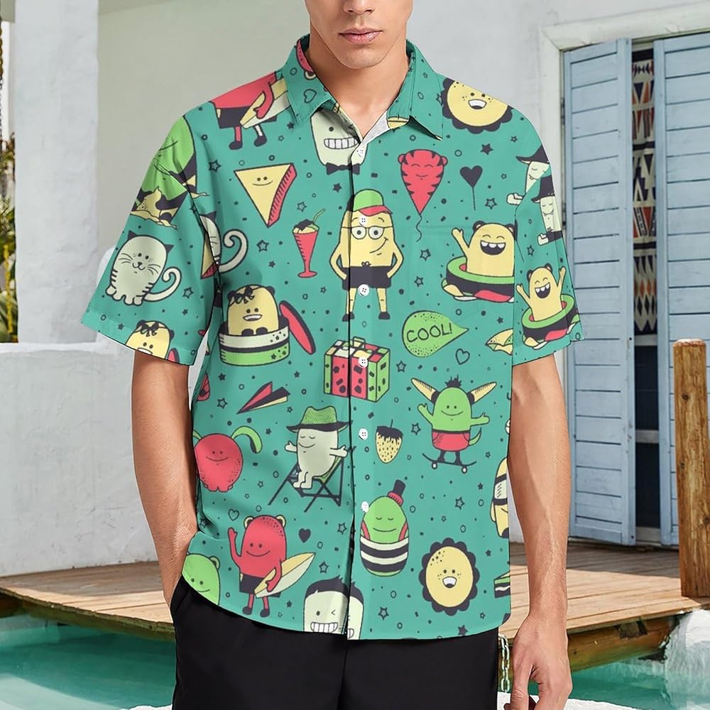 Amazon.co.jp: [MXN] シャツ メンズ アロハシャツ 面白い モンスター柄