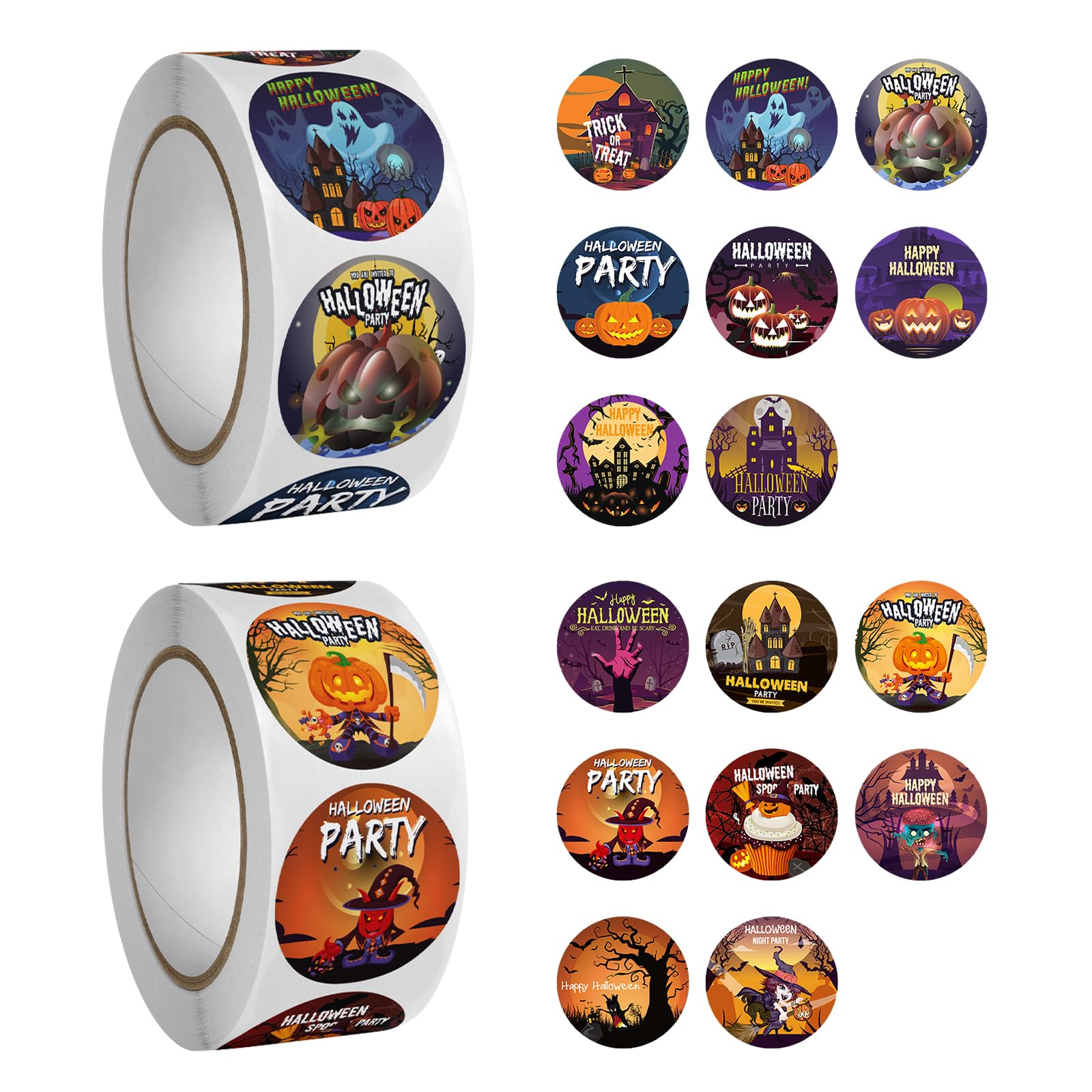 Amazon | DARENYI 1000pcsハロウィンシールラベル 大量 直径25mm 16