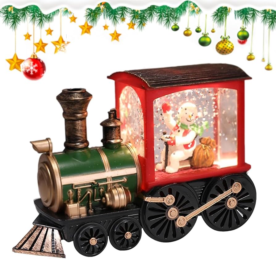 Amazon.co.jp: 光るクリスマス列車の装飾,絶妙な雪だるまスノードーム