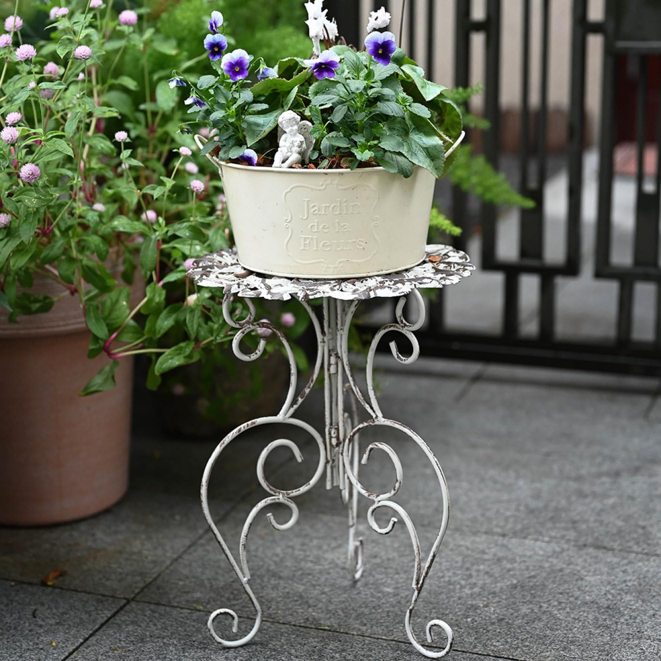 Amazon.co.jp: フラワースタンド ガーデニング 花台 アイアン