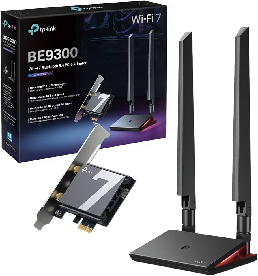 TP-Link BE9300 Tri-Band Wi-Fi 7 Bluetooth 5.4 PCIe Adapter, With
