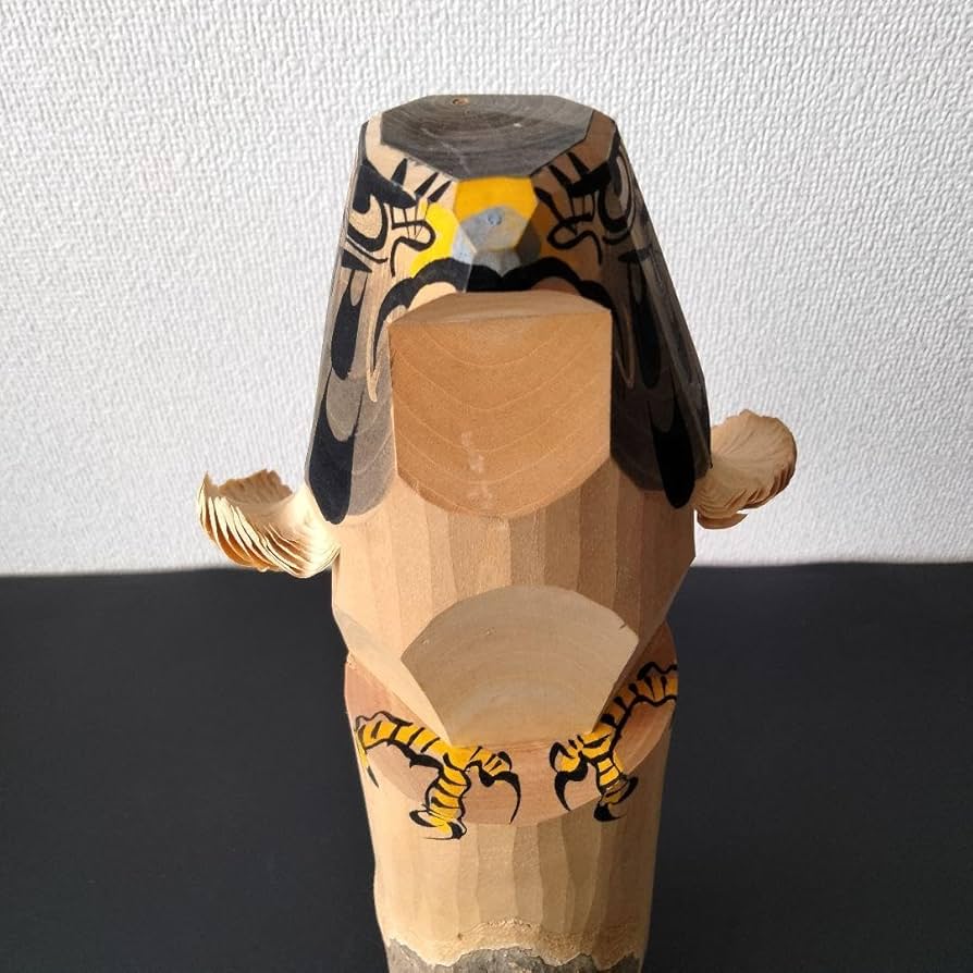 Amazon | 木彫り工芸品 ワシ 工芸品鷲 鳥 伝統工芸 アンティーク