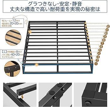 Amazon｜Holdm ベッドフレーム ダブル [耐荷重300kg] パイプベッド