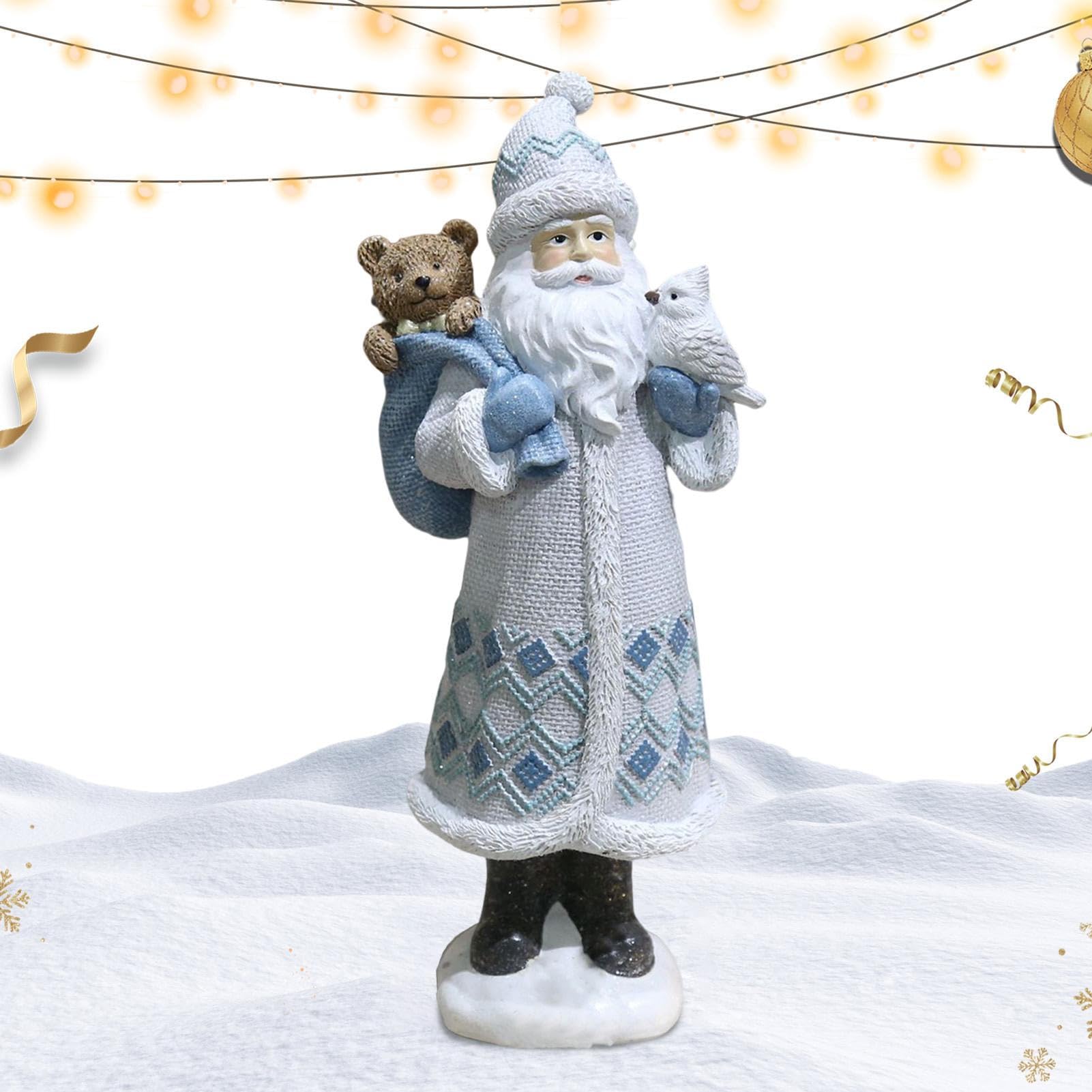 Amazon.co.jp: サンタの置物, サンタクロース人形, ホワイトシルバー