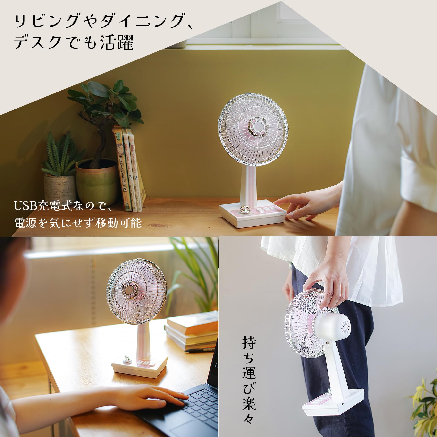 Amazon | SPICE OF LIFE(スパイス) レトロファン 卓上扇風機 ピンク