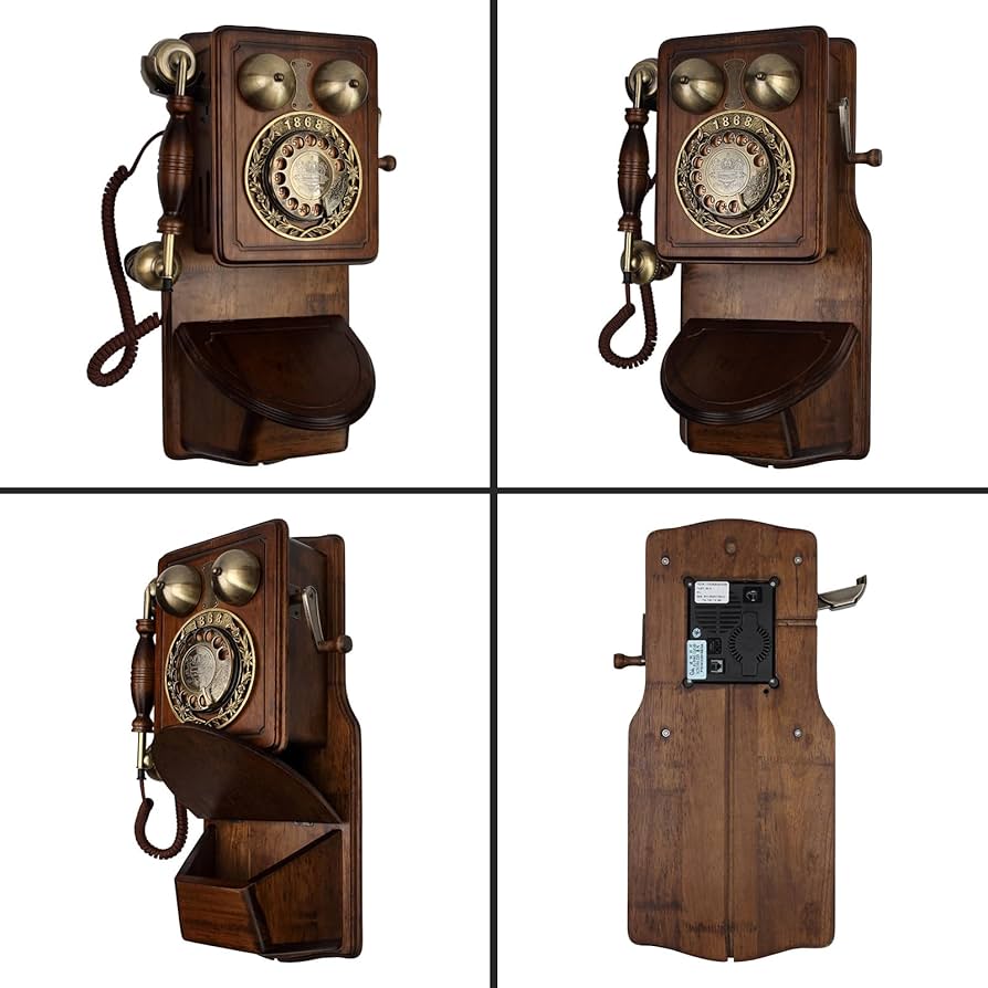 Amazon | ビンテージ固定電話、レトロな壁掛け電話機、コード付き