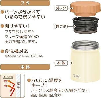 Amazon｜サーモス 真空断熱スープジャー 400ml クリームホワイト JBT