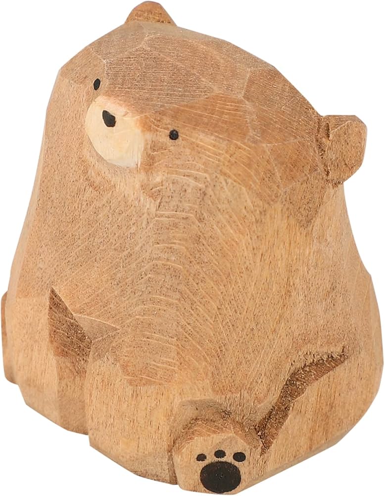 Amazon.co.jp: GRIRIW 木製クマの置物 手彫り木彫りクマ像 軽量