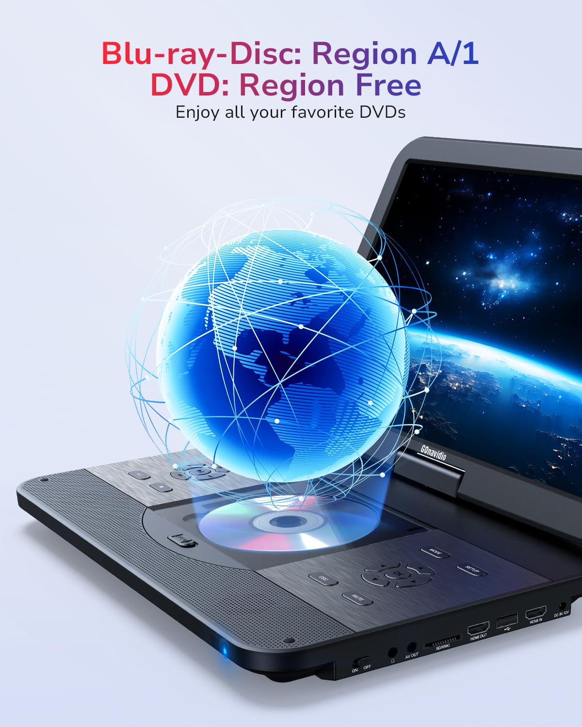 Amazon.co.jp: GOnavidio 17.6インチ ポータブルブルーレイDVD