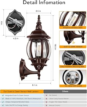 VIANIS 2-Pack Oil Rubbed Bronze Dawn to Dusk Outdoor Light