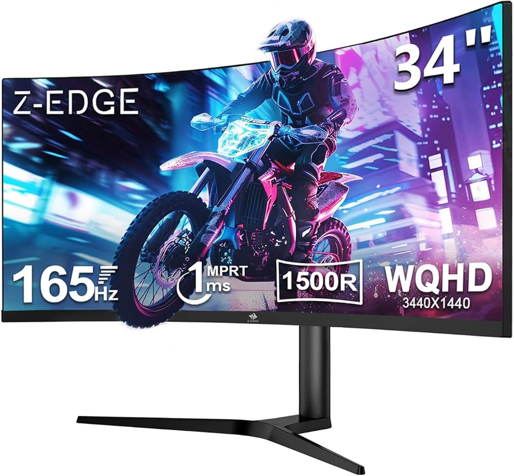 Z-Edge 34 Inch Ultrawide Curved Gaming Monitor 165Hz 1ms MPRT 21:9
