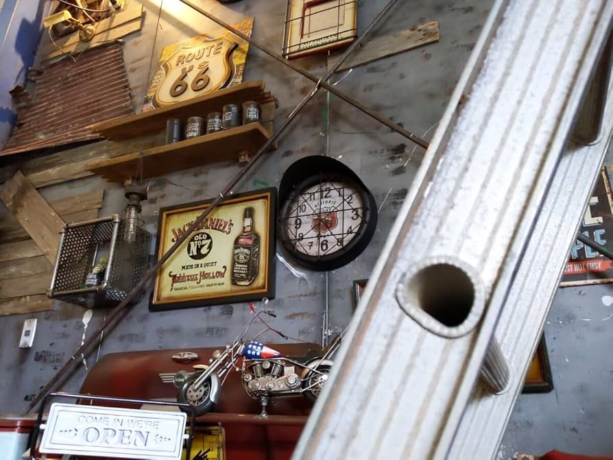 Amazon.co.jp: ブラックインテリア ルート66 壁掛け時計 ガレージ