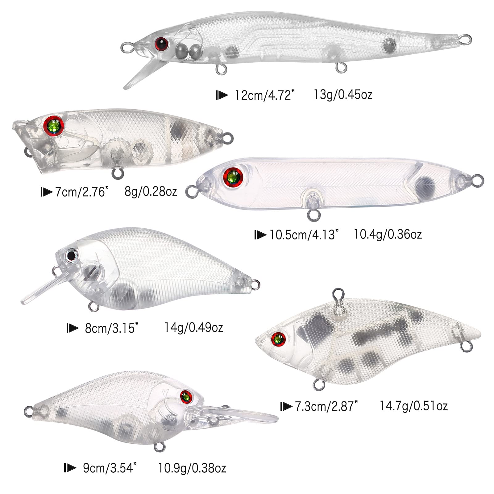 Amazon | L SERVER ルアー 自作 DIY 透明 未塗装 ミノー ざまざまな