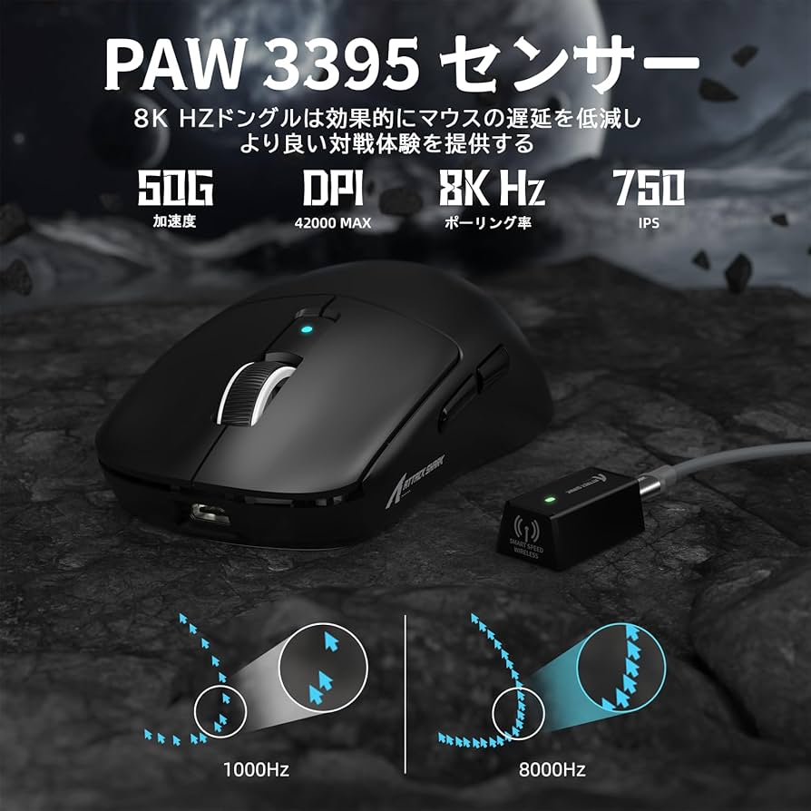 Amazon | ATTACK SHARK R6ワイヤレス ゲーミングマウス 39g超軽量