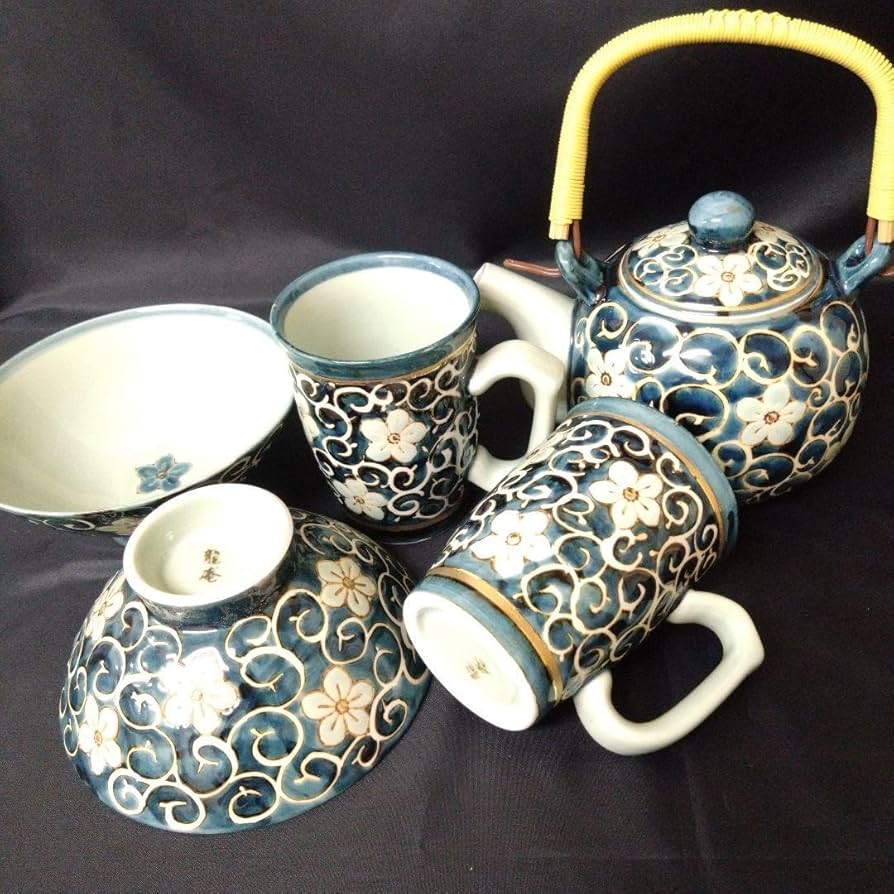 Amazon.co.jp: 波佐見焼 龍庵窯 急須 マグカップ 飯碗セット 元箱なし