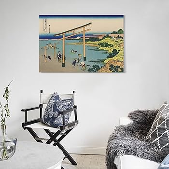 Amazon.co.jp: 葛飾北斎 富嶽三十六景（登戸浦）レプリカキャンバス