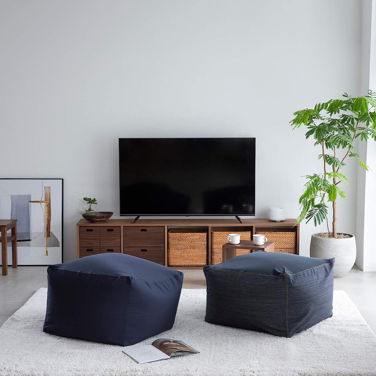 Amazon.co.jp: 無印良品 体にフィットするソファ・綿デニムネイビー