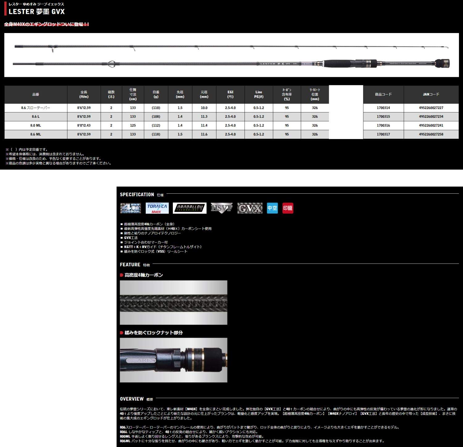 Amazon | 宇崎日新 アレス LESTER 夢墨GVX ML 8.6 | Uzaki Nissin