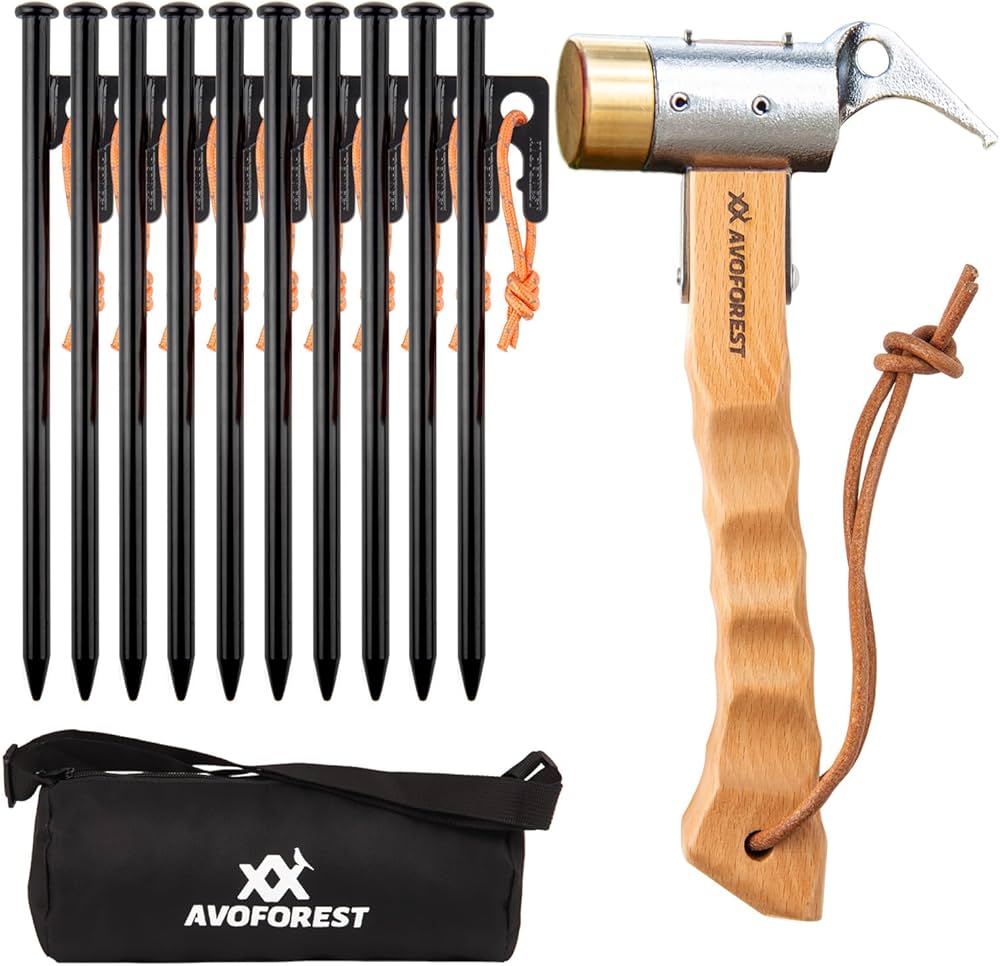 Amazon | AVOFOREST ペグハンマー + ペグ20CM 10本付き ペグハンマー
