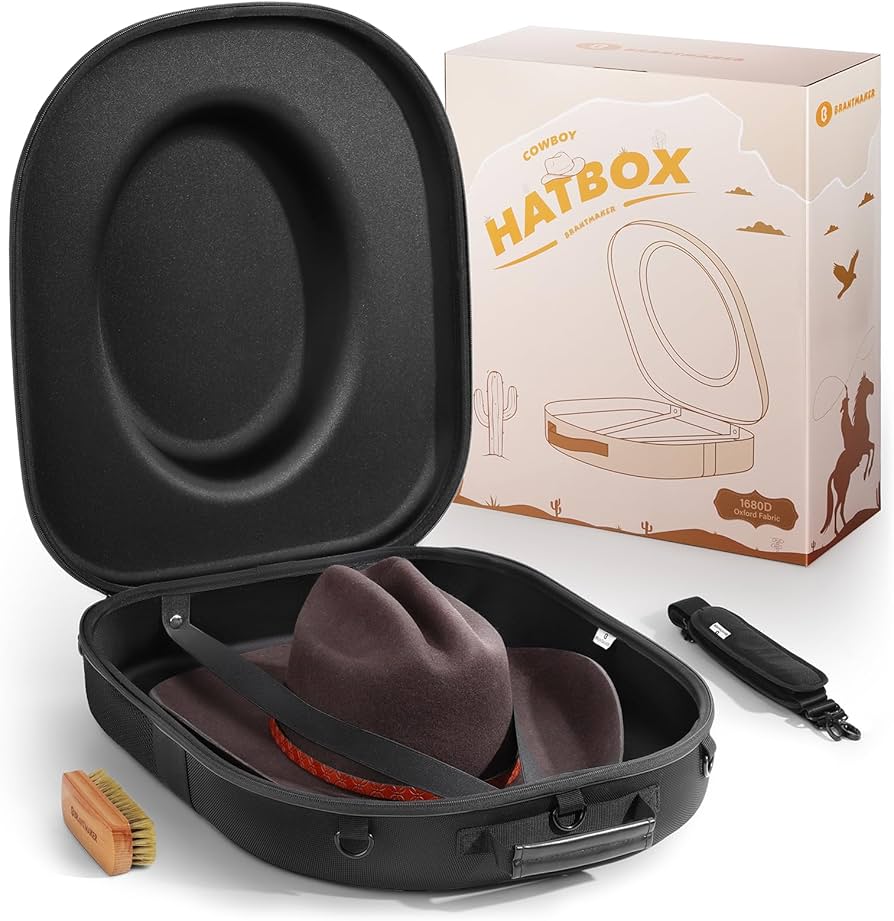 Amazon.com - BRANTMAKER Cowboy Hat Box, Cowboy Hat Case for Travel