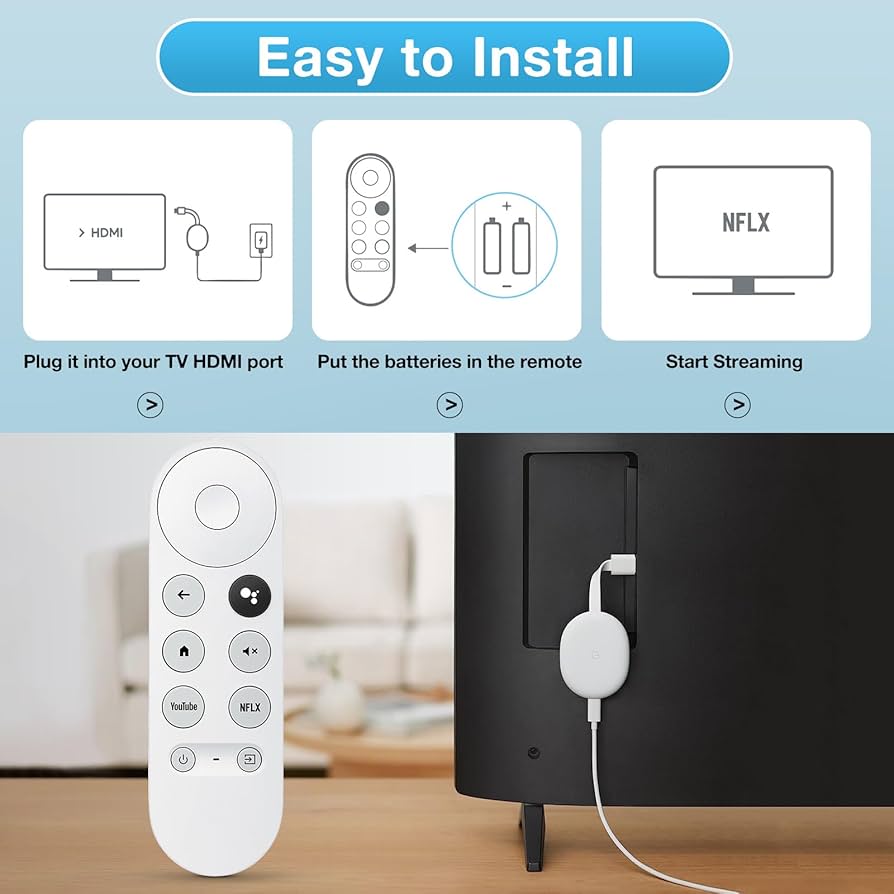 美品】Chromecast Google TV 4K 箱 リモコン ケーブル類 美品