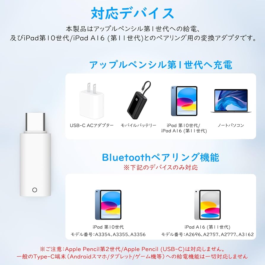 Amazon.co.jp: MoKo ApplePencil 第1世代 USB-C 変換アダプター iPad第