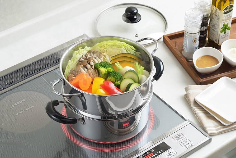 Amazon｜ヨシカワ 両手鍋 二段蒸し器 ステンレス 20cm 蒸し料理 ガス火