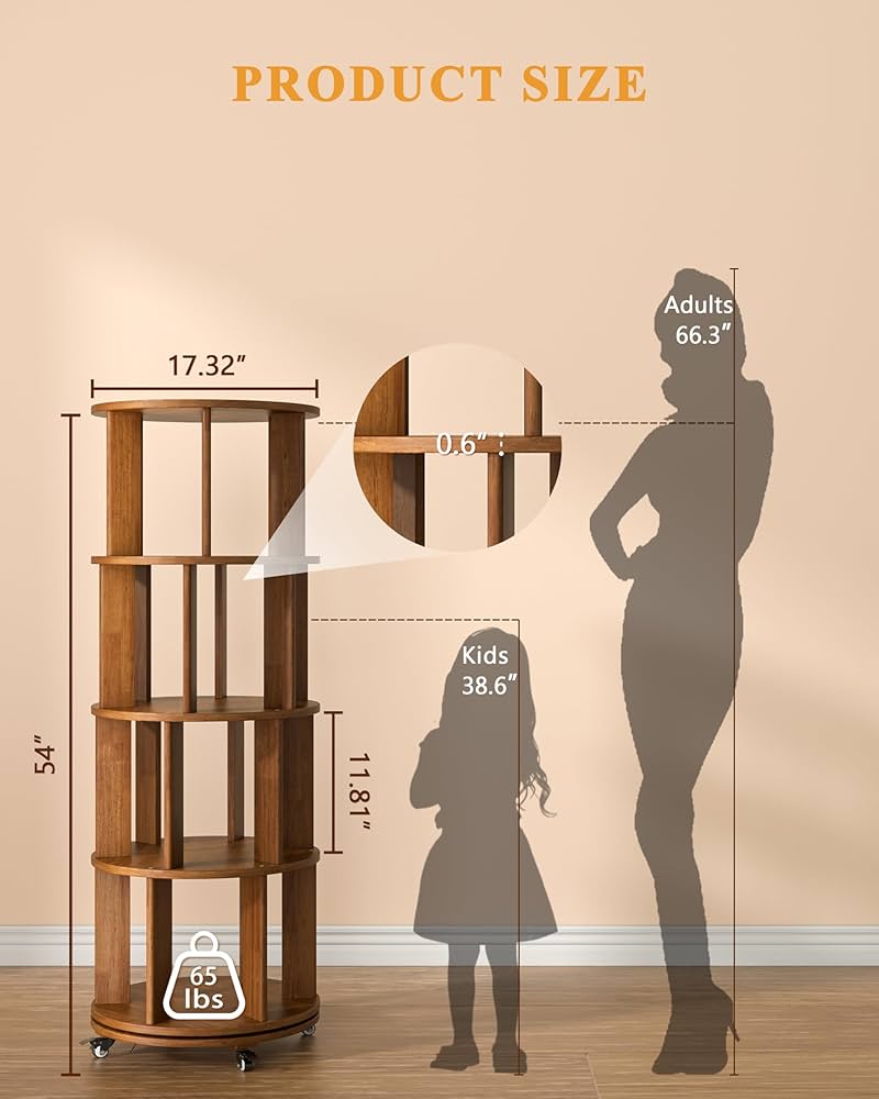 Amazon.co.jp: IUNVR 4段回転本棚 タワー 回転本棚 回転式 キャスター