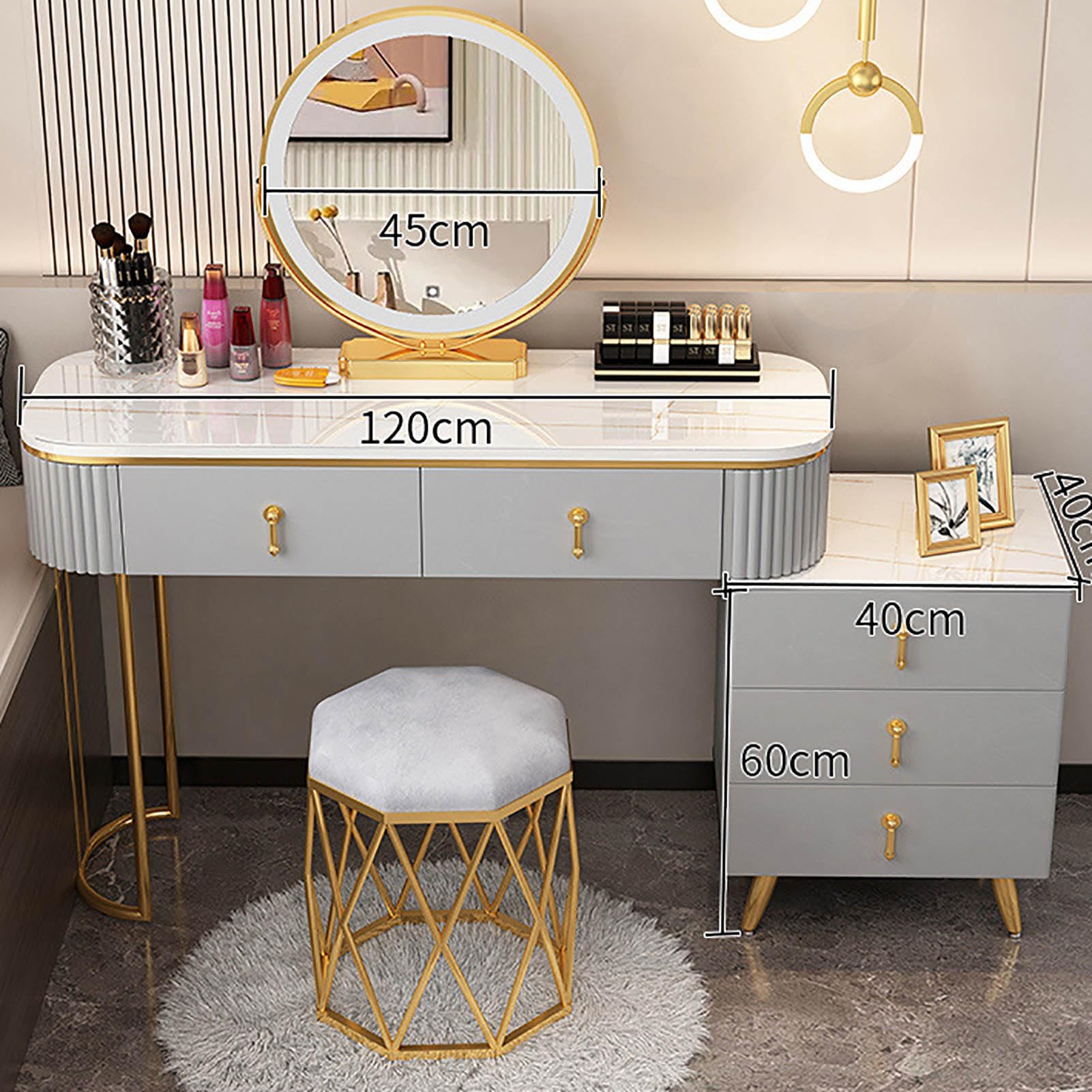 Amazon｜WestUx 化粧台 鏡 スツール付きドレッサー 姫系 ドレッサー
