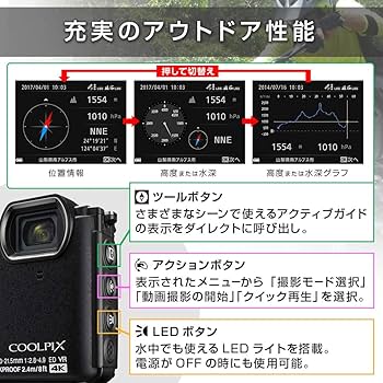 Amazon | Nikon デジタルカメラ COOLPIX W300 BK クールピクス 1605万