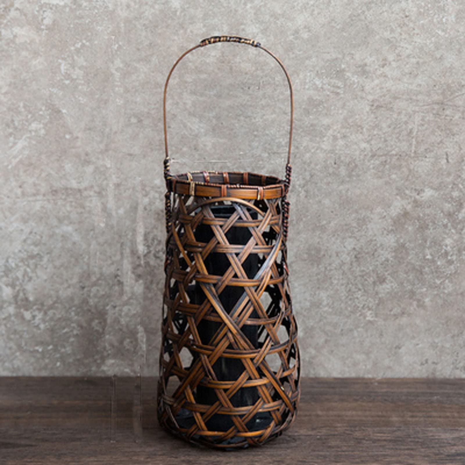 Amazon.co.jp: Sugazoon 和風 竹編み 花器 花瓶 竹器 丸い月のデザイン