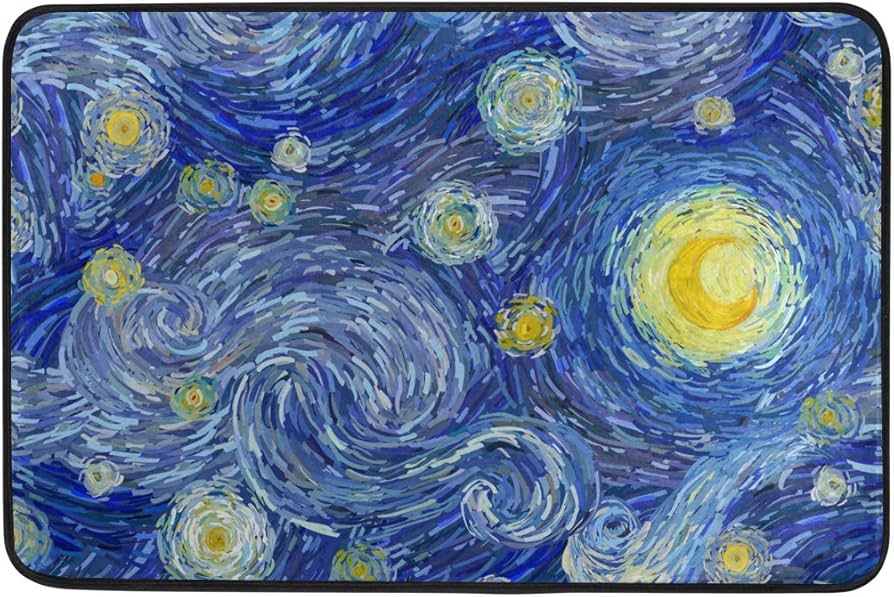 Amazon | 玄関マット 星空柄 夜空柄 星月夜柄 ほしつきよ ゴッホ 名画