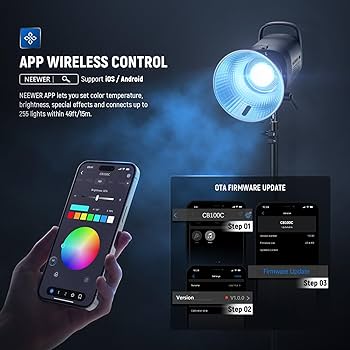 Amazon.com : NEEWER CB100C 130w RGB LED Video Light, APP/2.4G