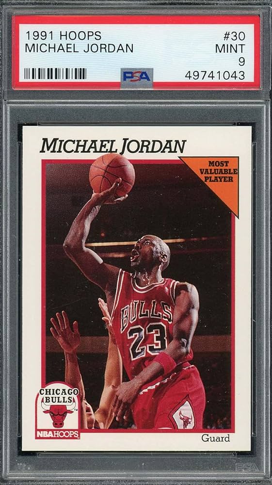 Amazon.com: Michael Jordan 1991 Hoops Basketball Card #30 | PSA 9