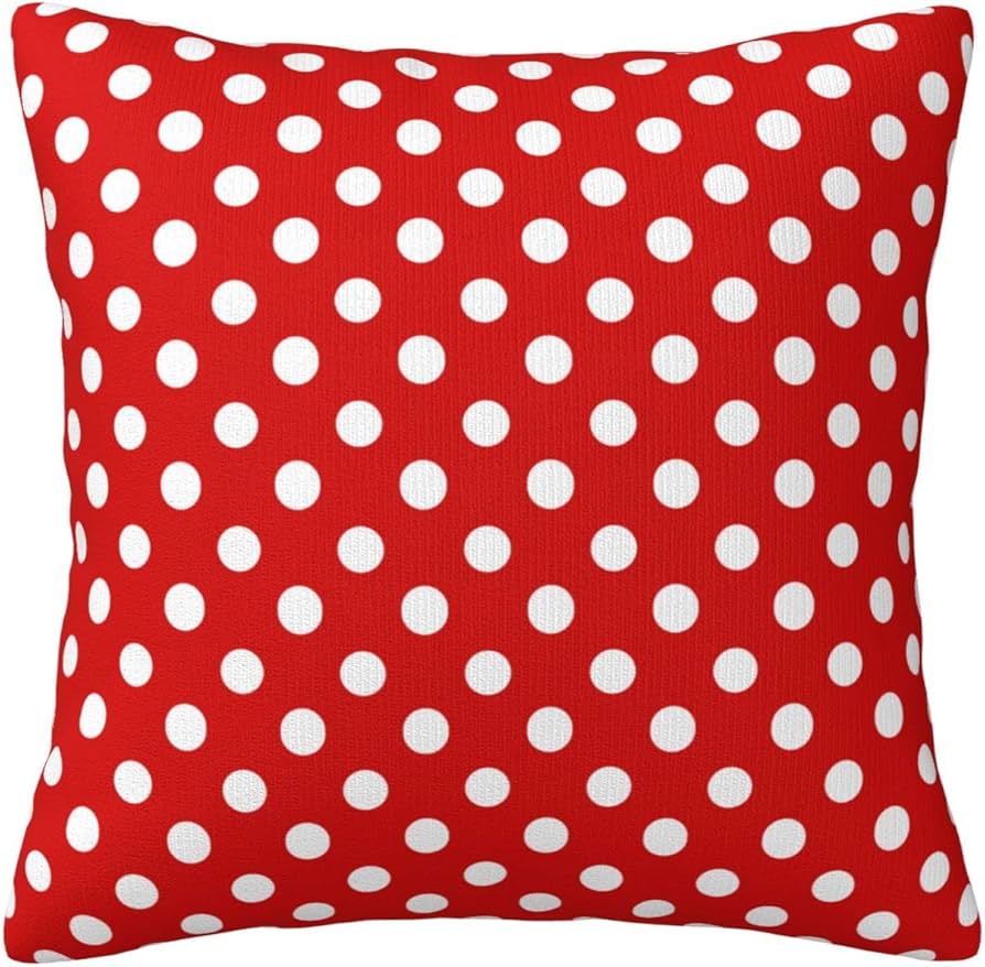 Amazon.co.jp: クッションカバー 赤白 水玉 模様 アニメ もふもふ