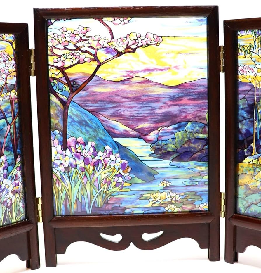 ルイス・C・ティファニー ヴィンテージ ステンドグラス 縦長型 藤の