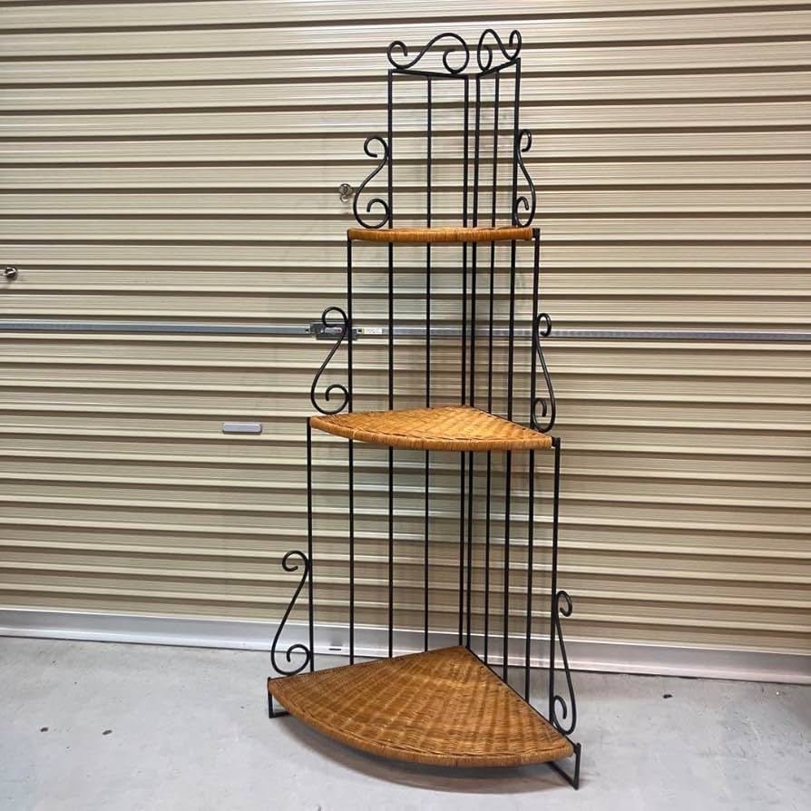 Amazon.co.jp: アンティーク調 アイアンフレーム 3段コーナーラタン