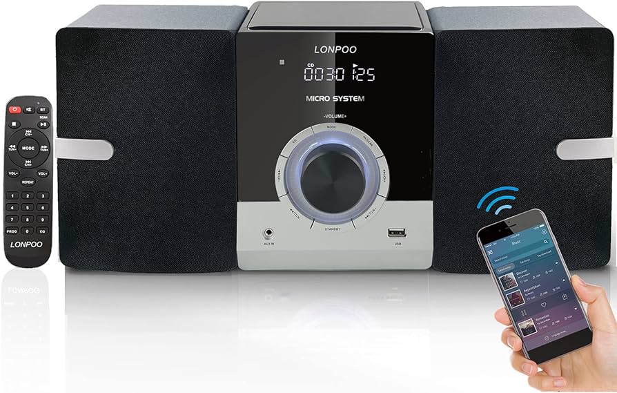 Amazon | CDプレーヤー 30W CDステレオシステムミニコンポ FMラジオ