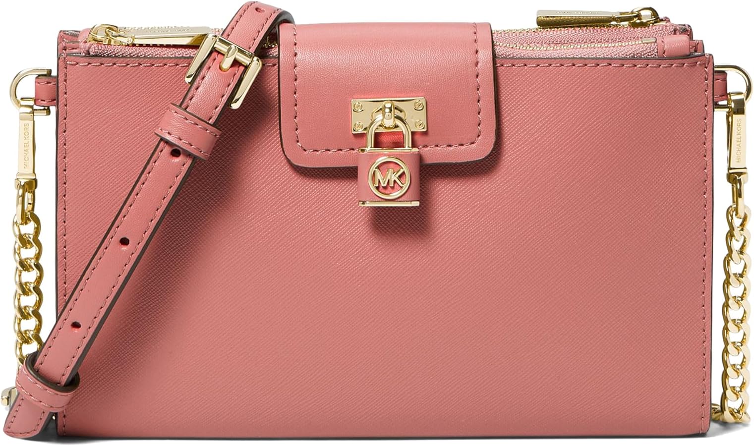 Michael Kors Womens Ruby Small Double Zip Crossbody Sunset Rose