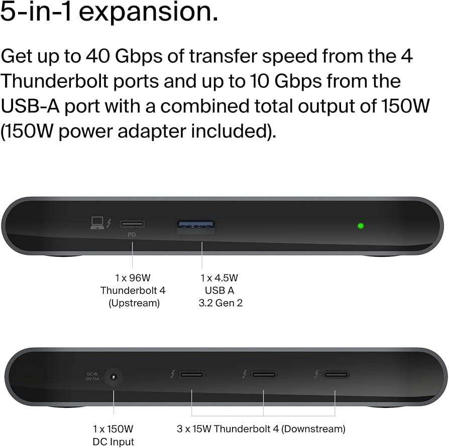 Amazon.com: Belkin Connect Thunderbolt 4 Docking Station, 5-in-1