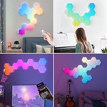 Pak Hexagon Lights 9 Packs DIY LED Light, RGB+IC Creative Gaming