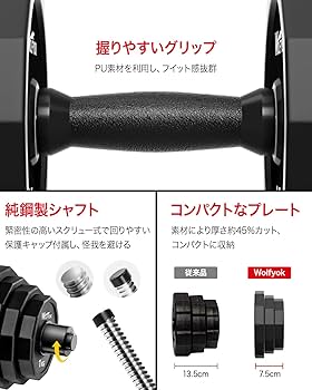 Amazon | Wolfyok ダンベルセット 可変式 スチール製 20/30/40kg 2個