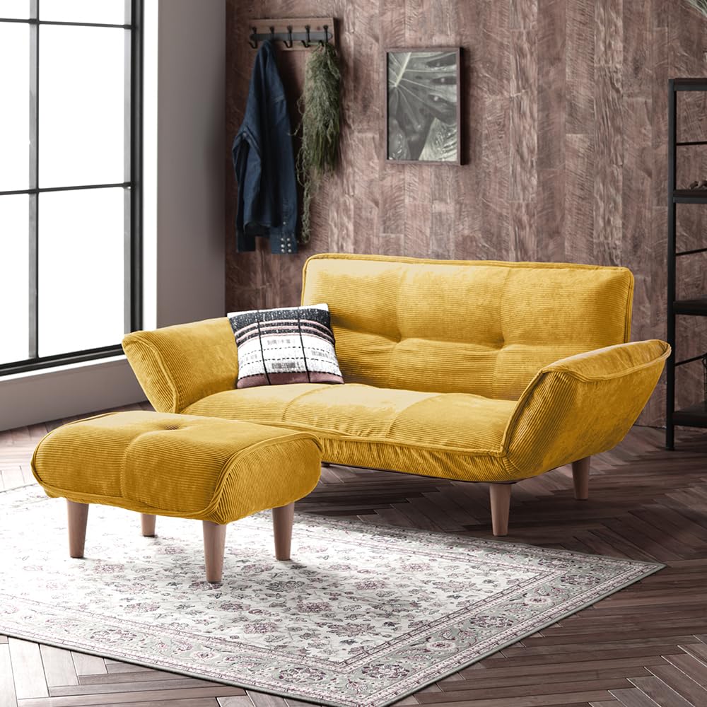 Amazon｜ソファー 2人掛け オットマン付き カウチソファー