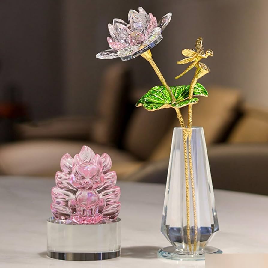 Amazon.co.jp: 蓮の花 ハス クリスタルフラワー 置物 枯れない花 浄化