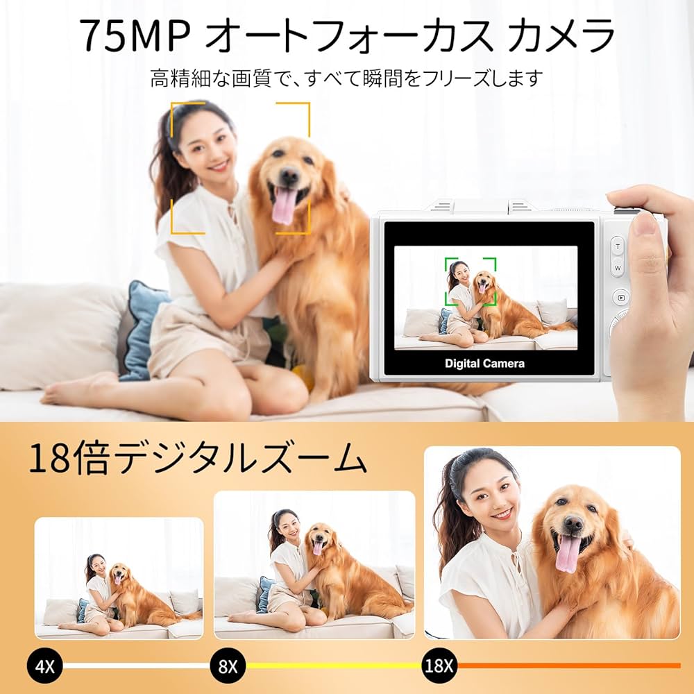 Amazon | デジカメ 5K録画 7500万画素 スマホに送れる デジタルカメラ