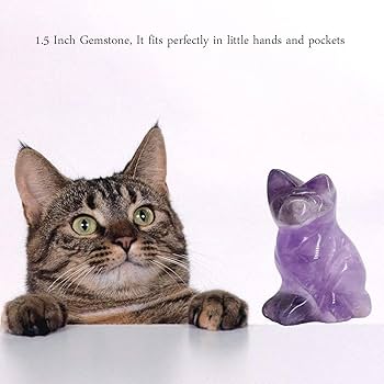 Amazon.co.jp: Wemeki ジェムストーン 猫の置物 1点 アメジスト 猫の