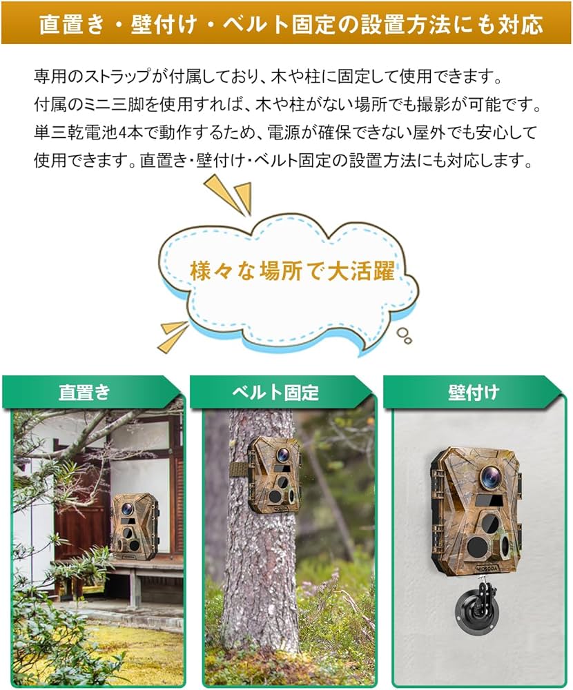 Amazon.co.jp: WOSODA トレイルカメラ 屋外 不可視赤外線 4K 赤外線