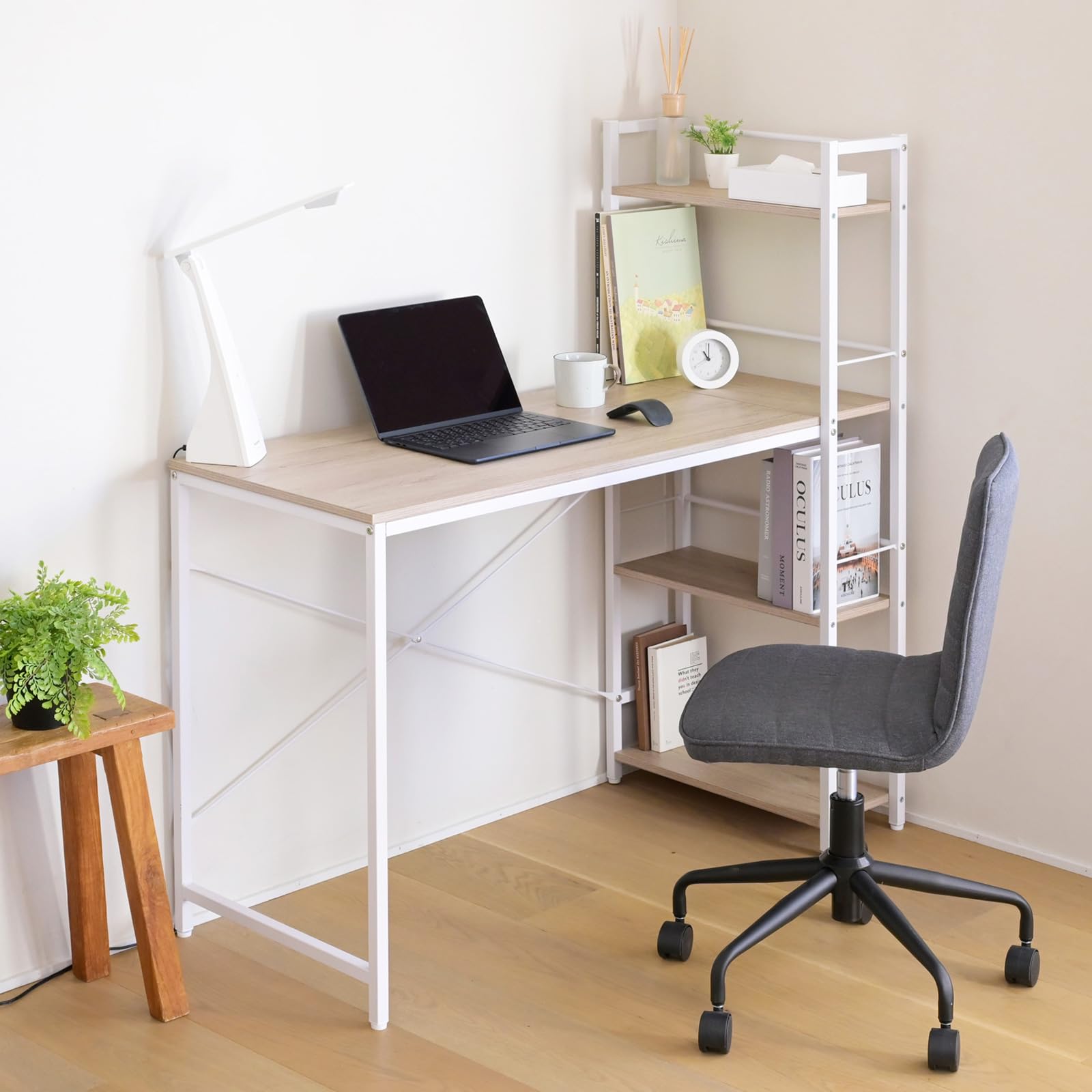 Amazon.co.jp: 山善(YAMAZEN) ラック付きデスク (棚は左右付け替え可